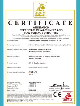 Certificado CE de máquina de tapado