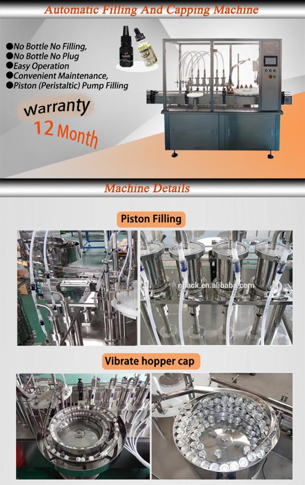 Pequeña máquina de llenado de aceite esencial automática monobloque